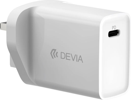 Devia - 20W Type C Power Delivery 3-Pin UK Charging Plug - White