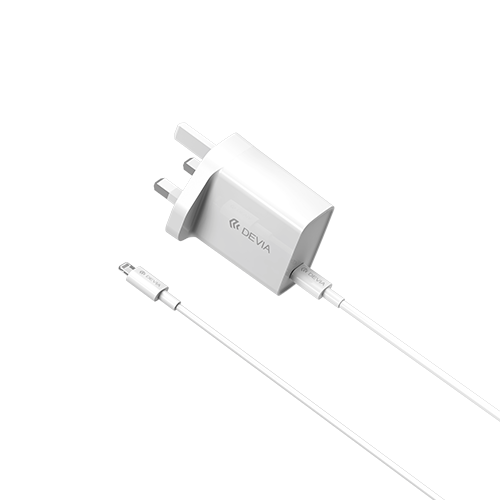 Devia - 20W Type C Power Delivery 3-Pin UK Charging Plug & 1m PD Type C to Lightning Cable - White